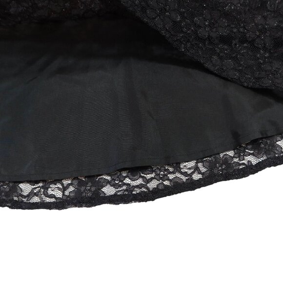 BLOOMINGDALES Vintage Whimsigoth Black Sparkle Lace A Line Knee Length Skirt 8p - Picture 4 of 6
